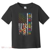 Autism Awareness Puzzle Ribbon Usa Flag Toddler T-Shirt thumb 0