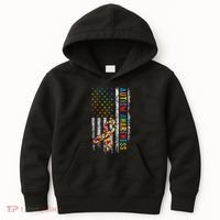 Autism Awareness Puzzle Ribbon Usa Flag Kids Hoodie thumb 0
