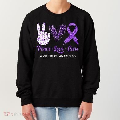 Alzheimers Awareness Peace Love Cure Leopard Women's Sweatshirt