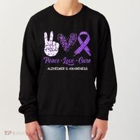 Alzheimers Awareness Peace Love Cure Leopard Women's Sweatshirt thumb 0