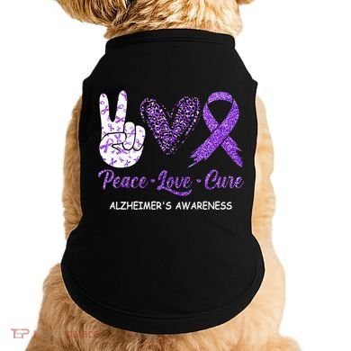 Alzheimers Awareness Peace Love Cure Leopard Doggie Tank