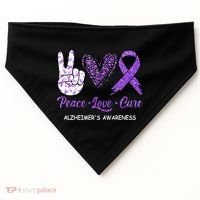 Alzheimers Awareness Peace Love Cure Leopard USA-Made Doggie Bandana thumb 0