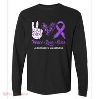 Alzheimers Awareness Peace Love Cure Leopard Comfort Colors Heavyweight Long Sleeve T-Shirt thumb 0