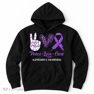 Alzheimers Awareness Peace Love Cure Leopard Hoodie