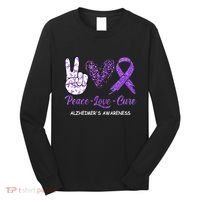 Alzheimers Awareness Peace Love Cure Leopard Long Sleeve Shirt thumb 0