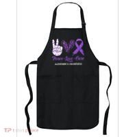 Alzheimers Awareness Peace Love Cure Leopard Apron thumb 0