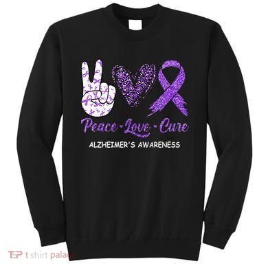 Alzheimers Awareness Peace Love Cure Leopard Sweatshirt