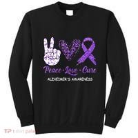 Alzheimers Awareness Peace Love Cure Leopard Sweatshirt thumb 0