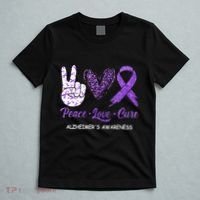 Alzheimers Awareness Peace Love Cure Leopard T-Shirt thumb 5
