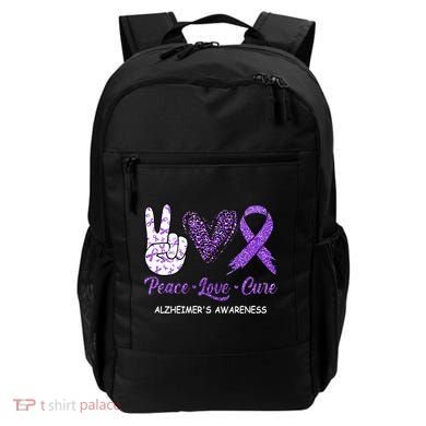 Alzheimers Awareness Peace Love Cure Leopard Backpack