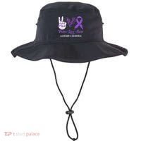 Alzheimers Awareness Peace Love Cure Leopard Bucket Hat thumb 0