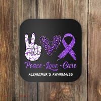 Alzheimers Awareness Peace Love Cure Leopard Coaster thumb 0