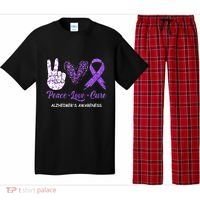Alzheimers Awareness Peace Love Cure Leopard Pajama Set thumb 0