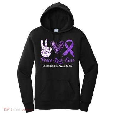 Alzheimers Awareness Peace Love Cure Leopard Women's Hoodie