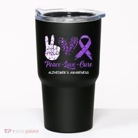 Alzheimers Awareness Peace Love Cure Leopard Tumbler thumb 0