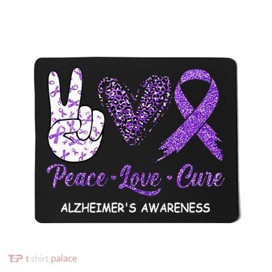 Alzheimers Awareness Peace Love Cure Leopard Mousepad