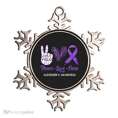Alzheimers Awareness Peace Love Cure Leopard Ornament