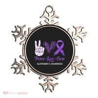 Alzheimers Awareness Peace Love Cure Leopard Ornament thumb 0