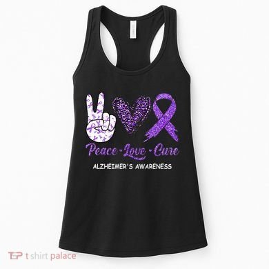 Alzheimers Awareness Peace Love Cure Leopard Women's Tank Top