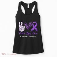 Alzheimers Awareness Peace Love Cure Leopard Women's Tank Top thumb 0