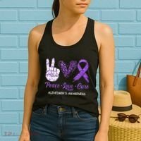 Alzheimers Awareness Peace Love Cure Leopard Women's Tank Top thumb 2