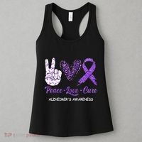 Alzheimers Awareness Peace Love Cure Leopard Women's Tank Top thumb 3