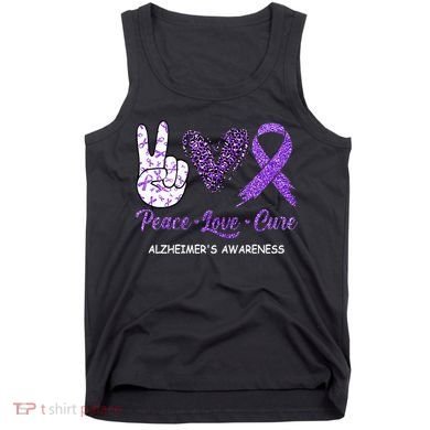 Alzheimers Awareness Peace Love Cure Leopard Tank Top
