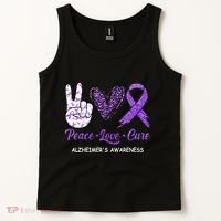 Alzheimers Awareness Peace Love Cure Leopard Tank Top thumb 2