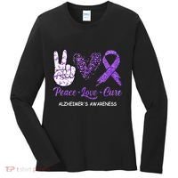Alzheimers Awareness Peace Love Cure Leopard Women's Long Sleeve Shirt thumb 0