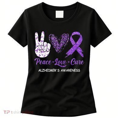 Alzheimers Awareness Peace Love Cure Leopard Women's T-Shirt