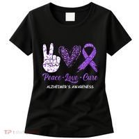Alzheimers Awareness Peace Love Cure Leopard Women's T-Shirt thumb 0