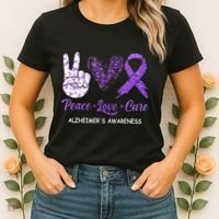 Alzheimers Awareness Peace Love Cure Leopard Women's T-Shirt thumb 2