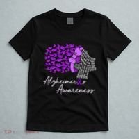 Alzheimers Awareness Purple Flowers Ribbon Month Graphic T-Shirt thumb 5