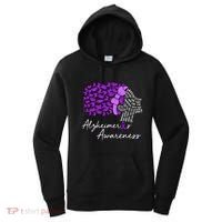 Alzheimers Awareness Purple Flowers Ribbon Month Graphic Women's Hoodie thumb 0