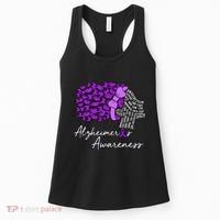 Alzheimers Awareness Purple Flowers Ribbon Month Graphic Women's Tank Top thumb 0