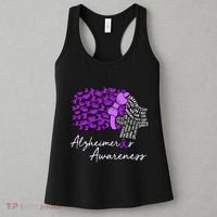 Alzheimers Awareness Purple Flowers Ribbon Month Graphic Women's Tank Top thumb 3