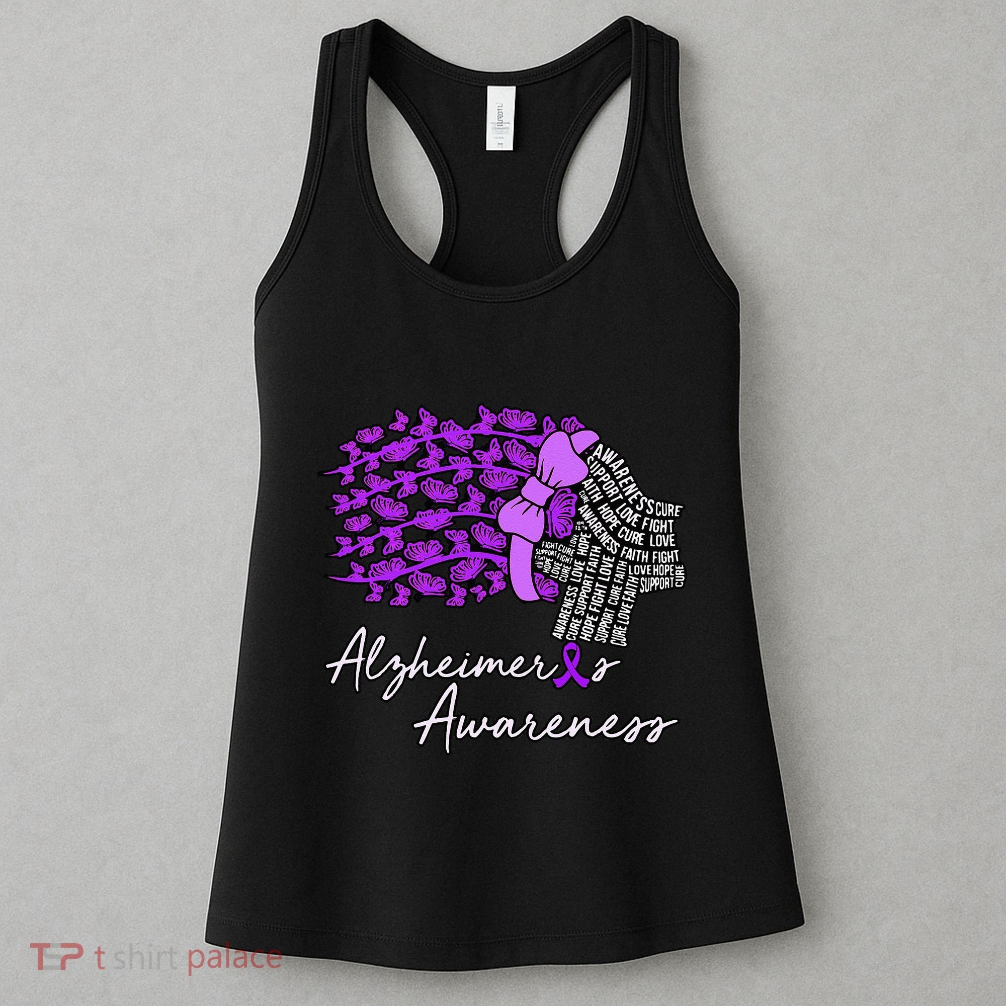 Alzheimers Awareness Purple Flowers Ribbon Month Graphic Women's Tank Top