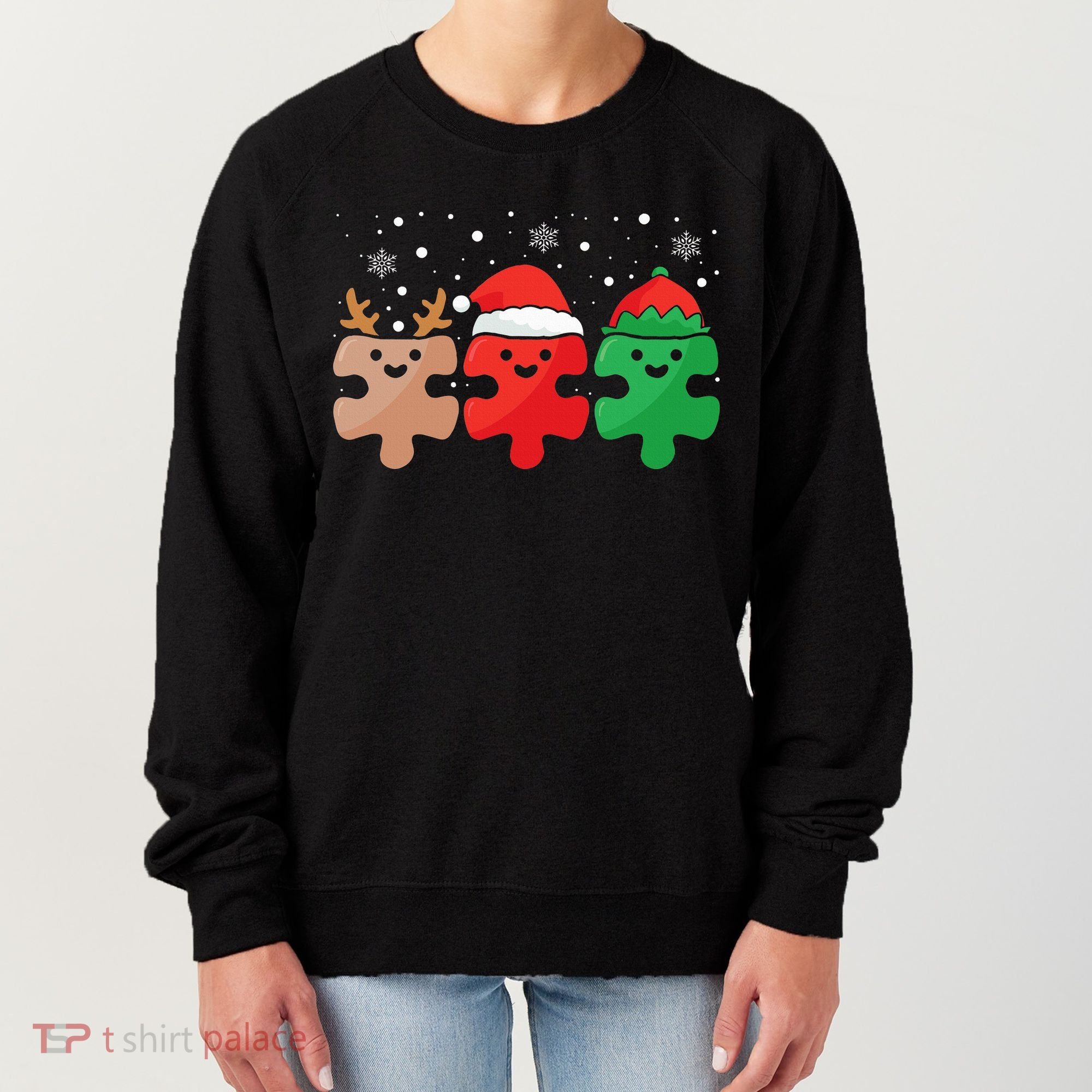 Autism Awareness Puzzle Christmas Autistic Xmas Pajama Women's Sweatshirt