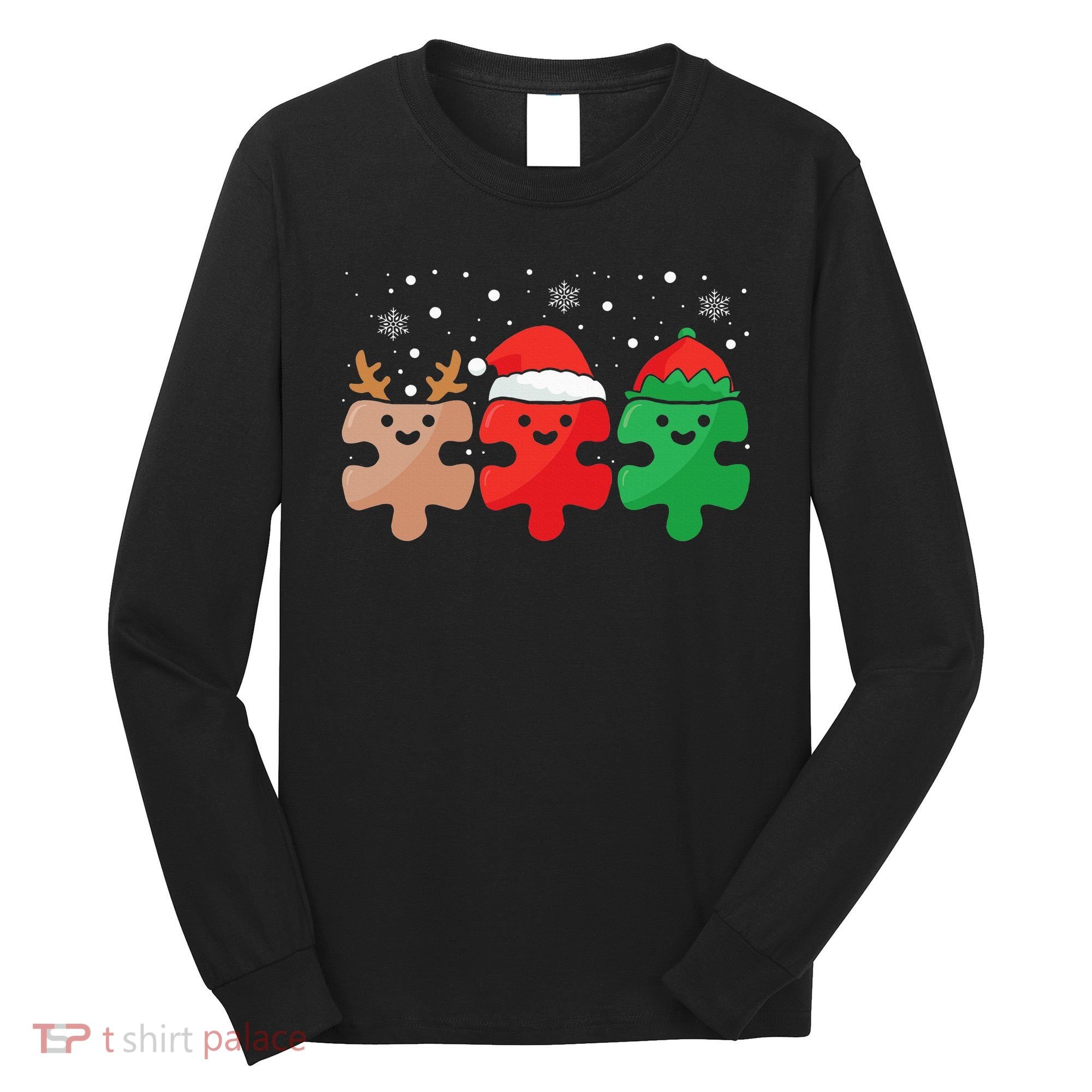Autism Awareness Puzzle Christmas Autistic Xmas Pajama Long Sleeve Shirt