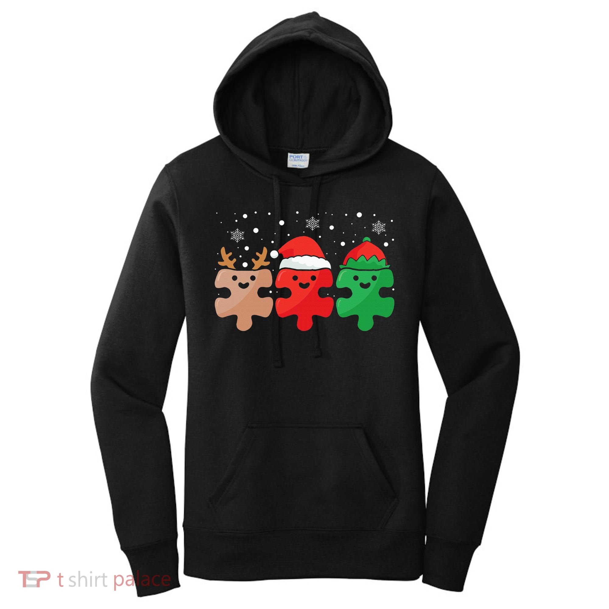 Autism Awareness Puzzle Christmas Autistic Xmas Pajama Women's Hoodie
