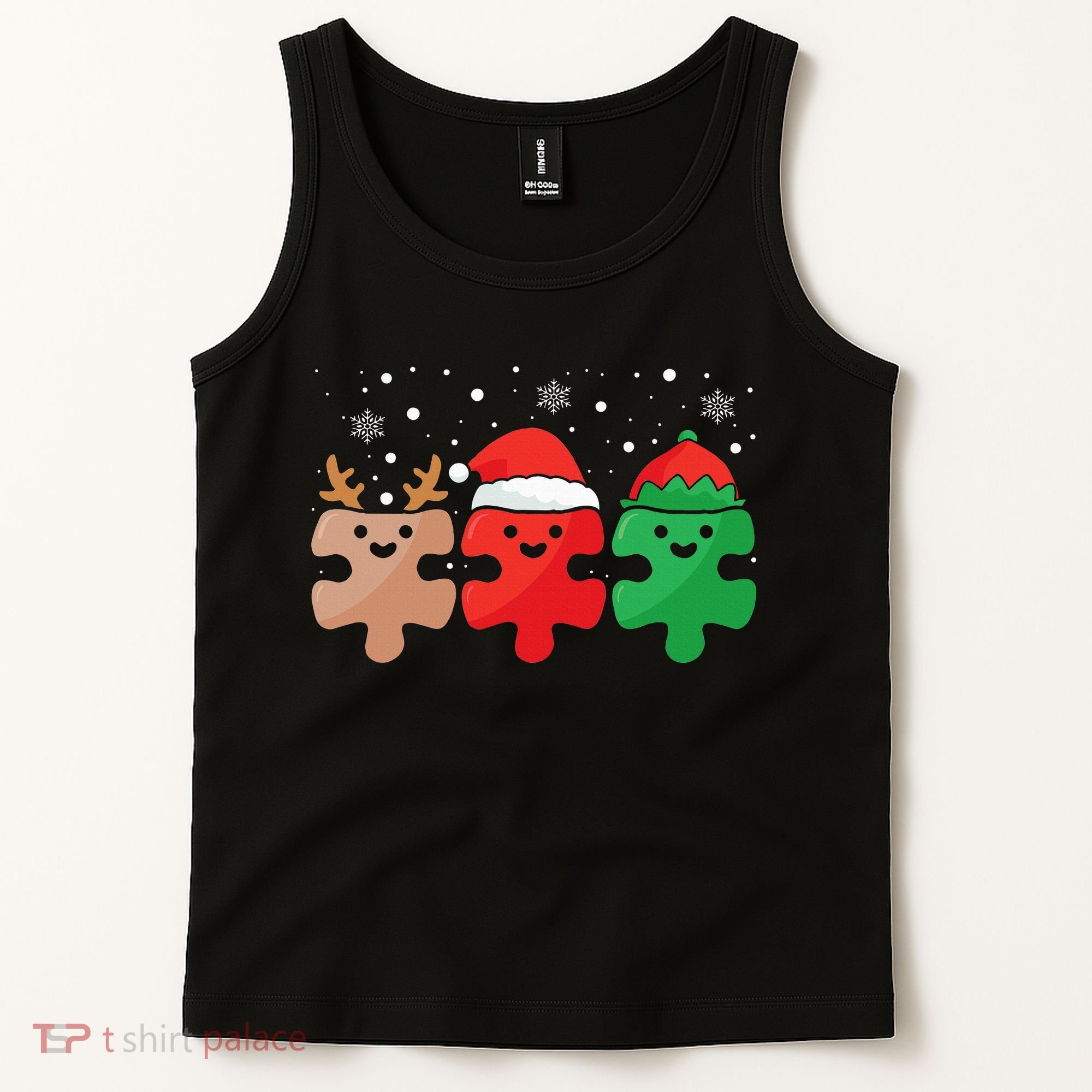 Autism Awareness Puzzle Christmas Autistic Xmas Pajama Tank Top