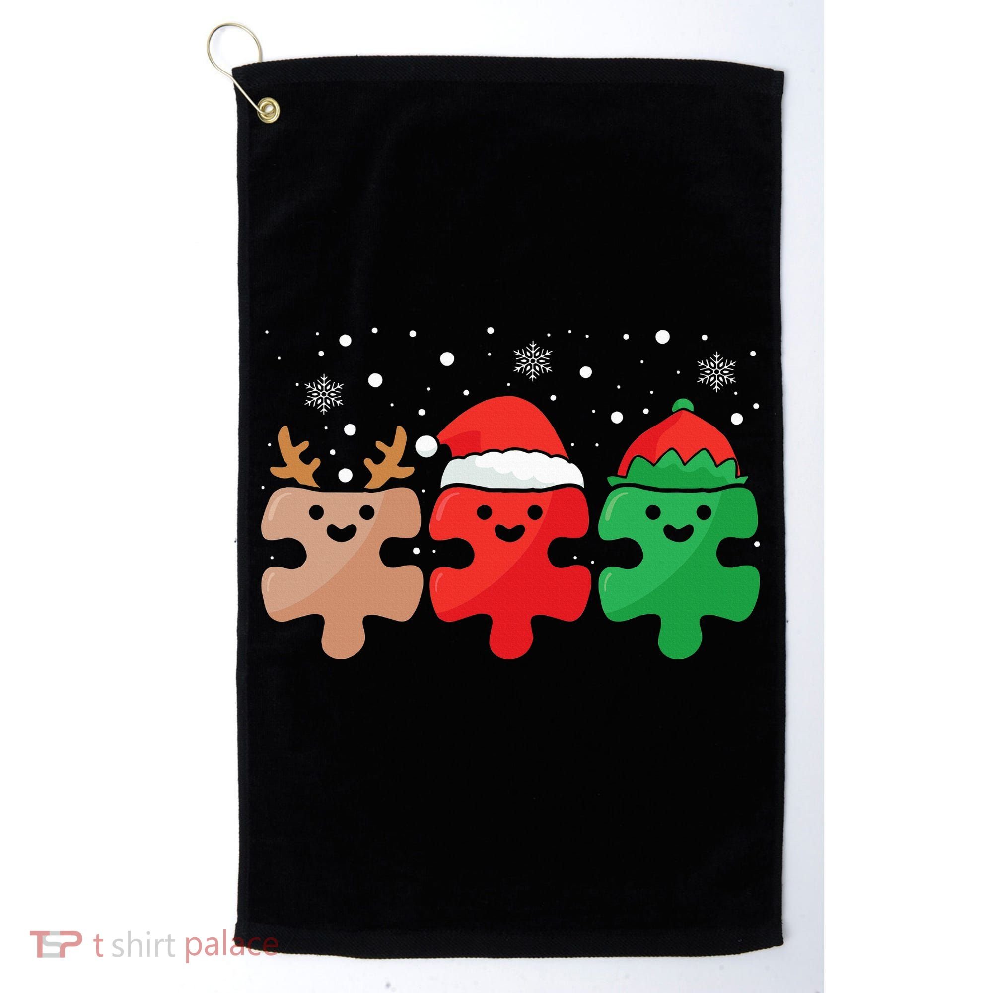 Autism Awareness Puzzle Christmas Autistic Xmas Pajama Golf Towel