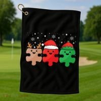 Autism Awareness Puzzle Christmas Autistic Xmas Pajama Golf Towel thumb 1