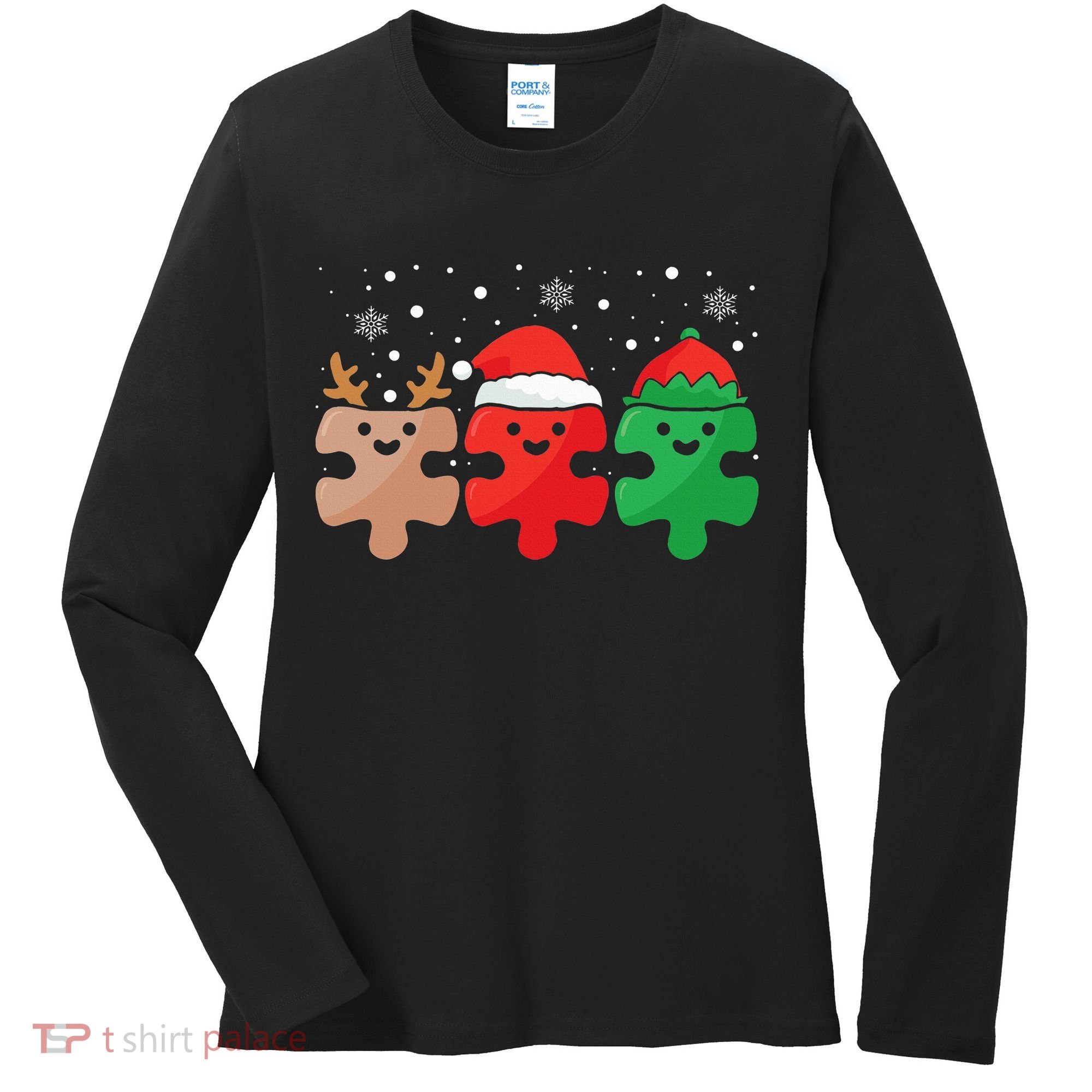 Autism Awareness Puzzle Christmas Autistic Xmas Pajama Women's Long Sleeve Shirt