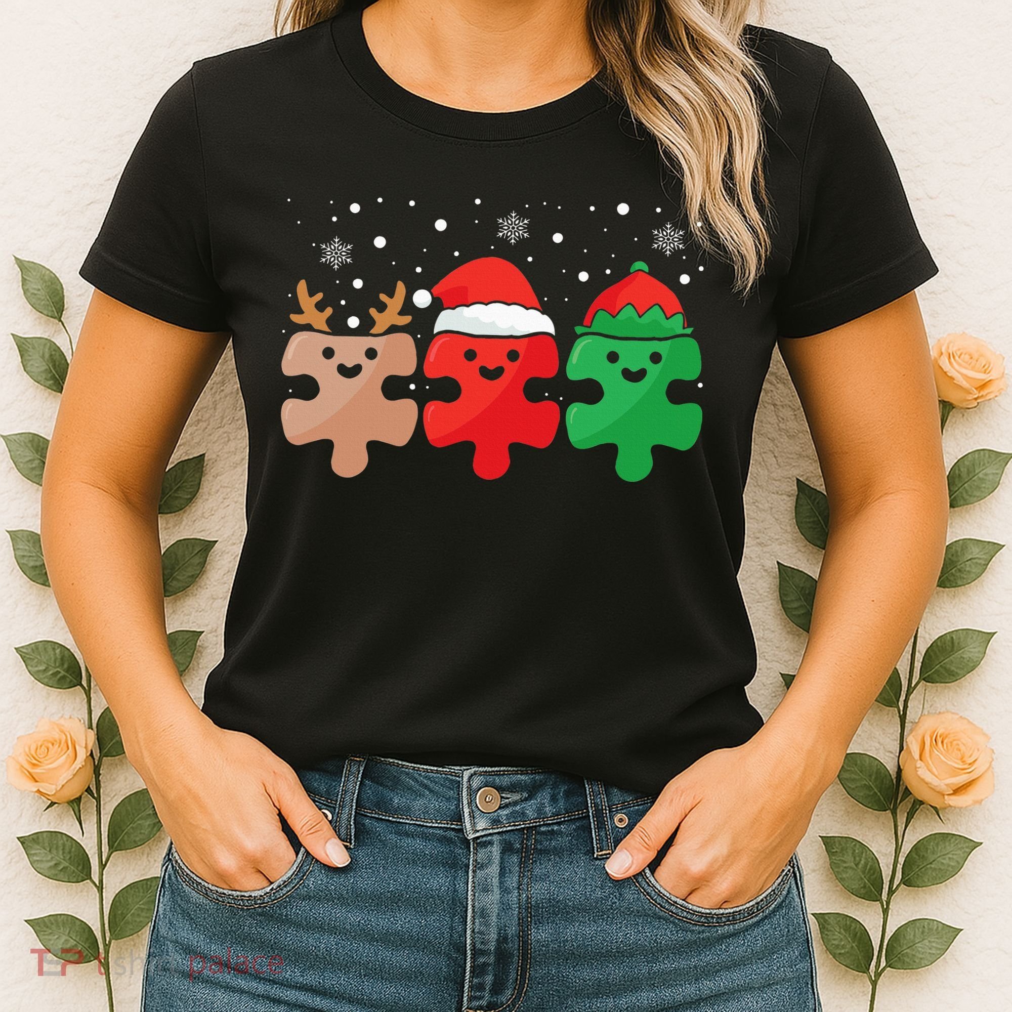 Autism Awareness Puzzle Christmas Autistic Xmas Pajama Women's T-Shirt