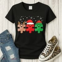 Autism Awareness Puzzle Christmas Autistic Xmas Pajama Women's T-Shirt thumb 3