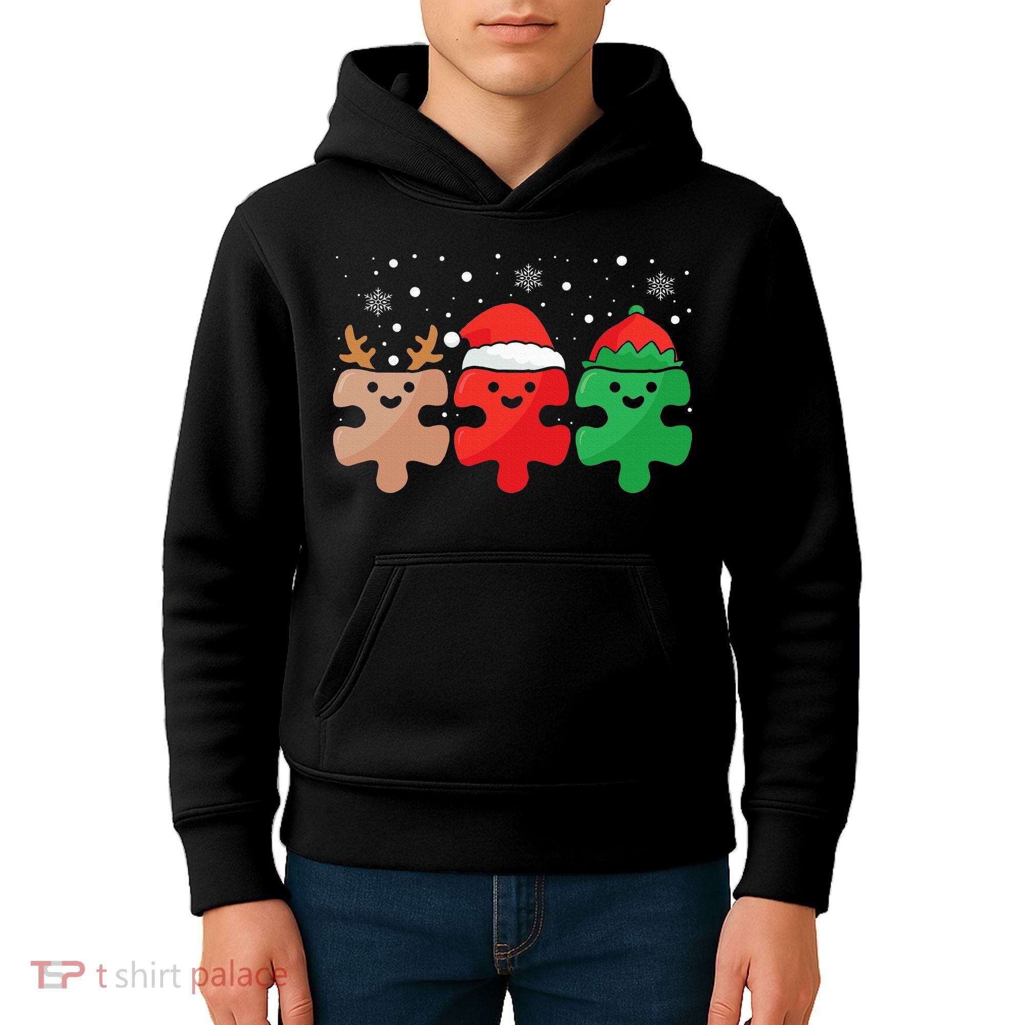 Autism Awareness Puzzle Christmas Autistic Xmas Pajama Kids Hoodie