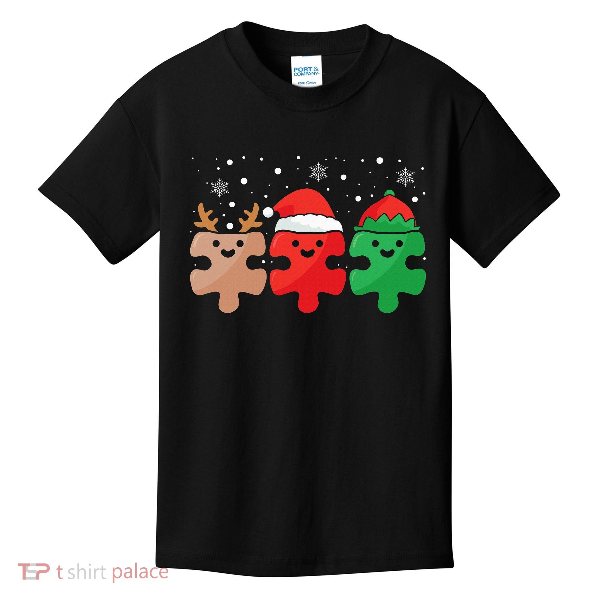 Autism Awareness Puzzle Christmas Autistic Xmas Pajama Kids T-Shirt