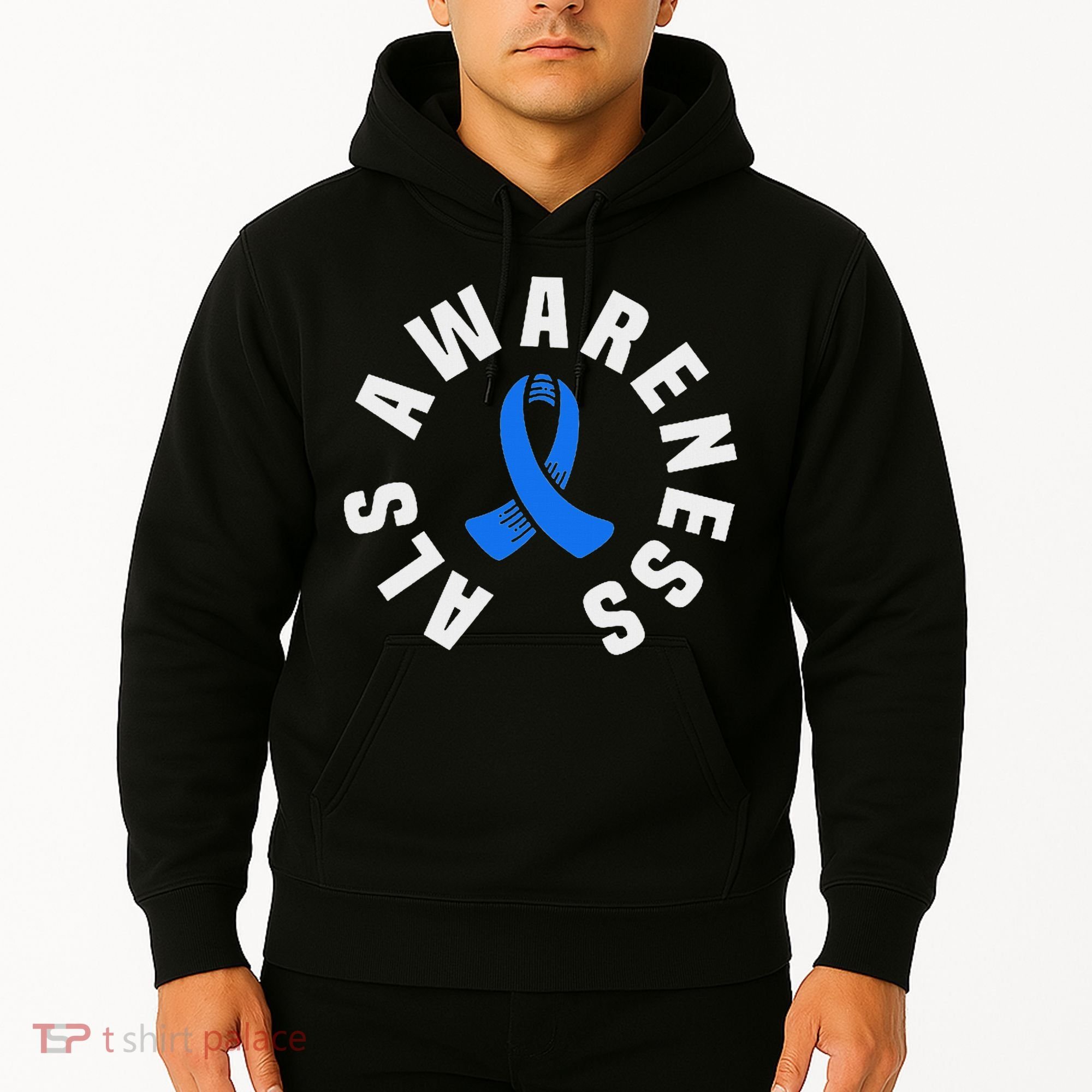 Als Awareness Pocket Wear Blue Ribbon Als Disease Support Hoodie