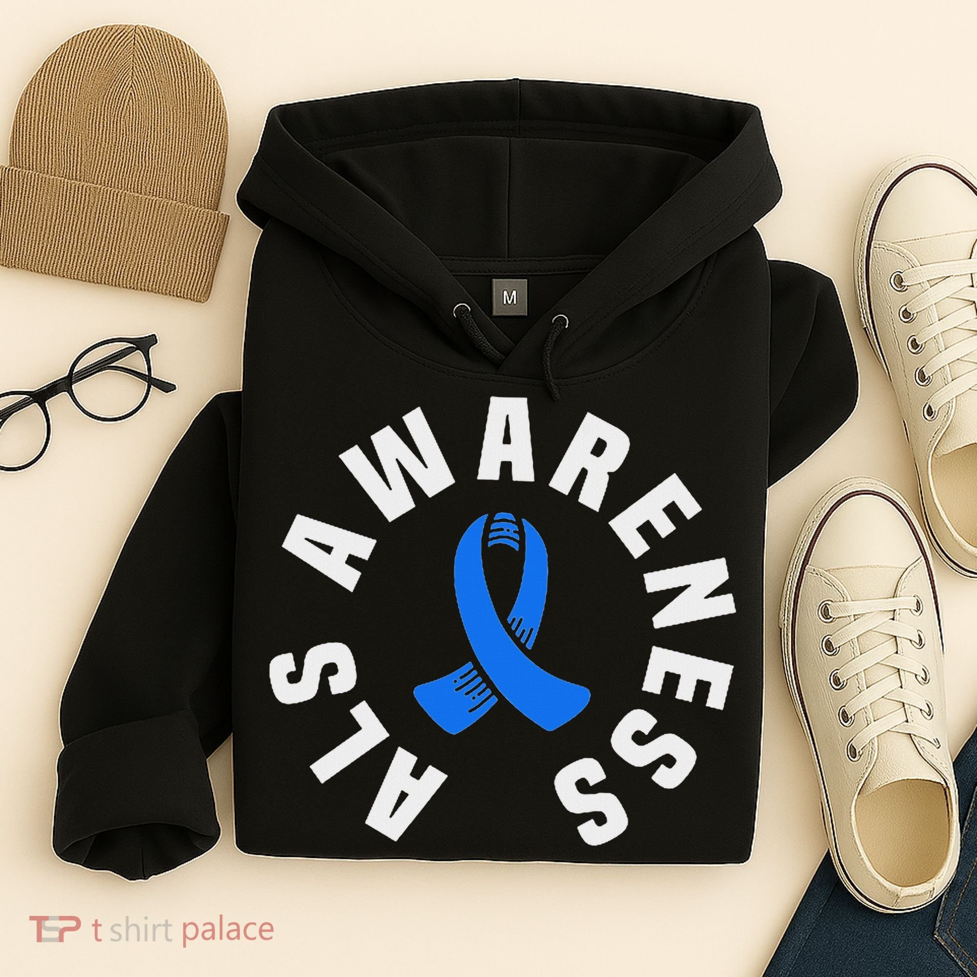 Als Awareness Pocket Wear Blue Ribbon Als Disease Support Hoodie